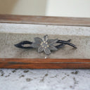 Antique Floral Brooch Black Old Plastic 3" Long