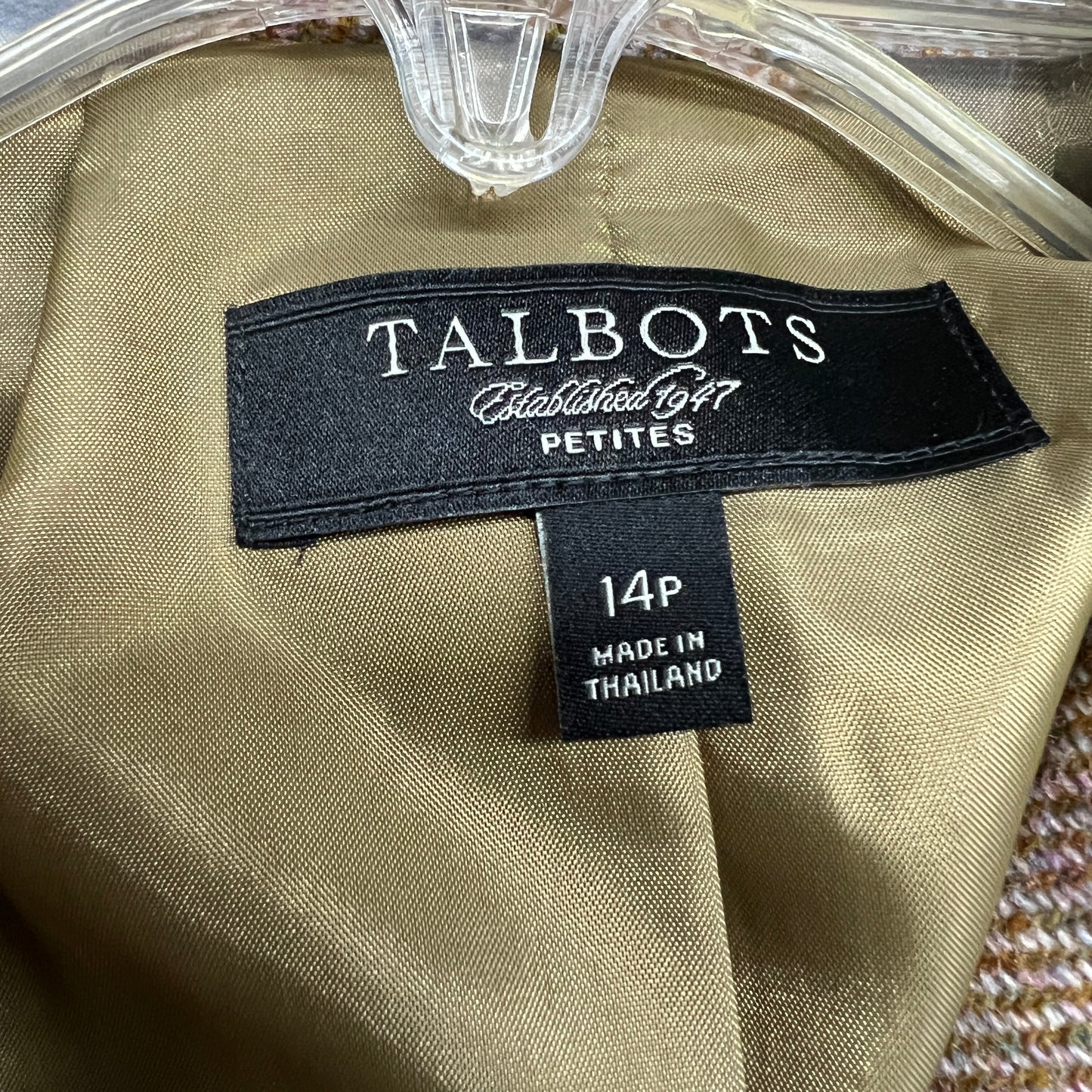 Talbots Petite Tan Colored Single Button Blazer Size 14p