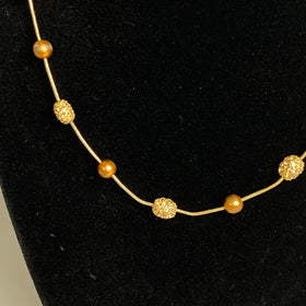 16" Necklace with Gold and Copper Colored Beads