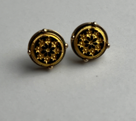 Small Round Snowflake Earrings Gold-Colored (Pierced)