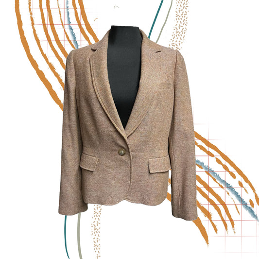 Talbots Petite Tan Colored Single Button Blazer Size 14p