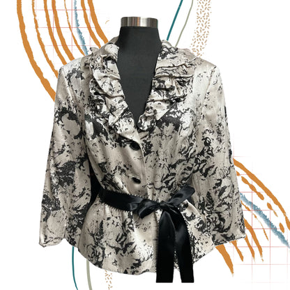 Victor Costa Gray Silver Elegant Blouse Size 12 Women's
